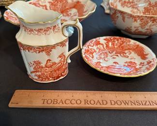 F3 - $2200. 89 Pieces Royal Crown Derby "Red Aves".  Service for 16 + Serving Pieces. 