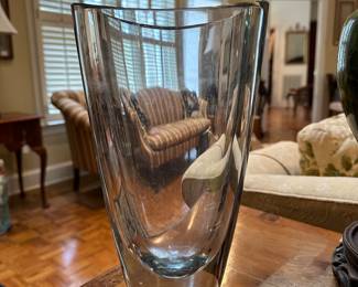 F125 - $30. Swedish Crystal Vase. Signed Strombergshyttan. 