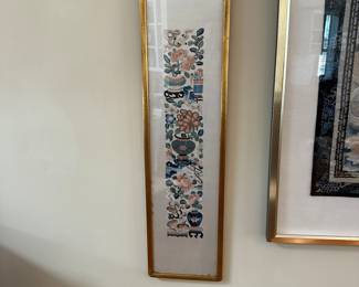 F31 - $125. Pair of Framed Sleeves from Peking 1922. Measures 27.5" x 7" wide. 