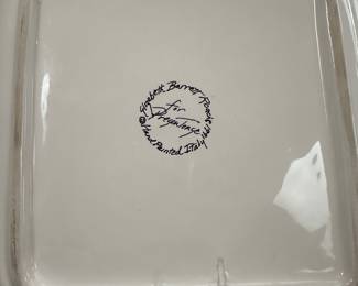 F60 - $375. Elizabeth Barrett Roach for Pretense. Hand Painted in Italy. Service for 8 plus serving pieces. (12" plates, 8.5' plates, Mugs, Bowls)