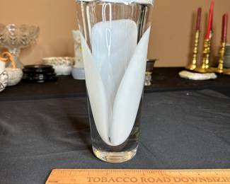 CP11 - $300. 1960s Swedish Kosta Vase. Vicke Lindstrand. 10" tall x 4.5" wide. Signed Lind / Strand / Kosta on bottom. 