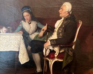 F1 - $3,500. Signed original painting on canvas. Artist Franz Meyerheim. 1866. Measures 29.5" x 32" framed. 