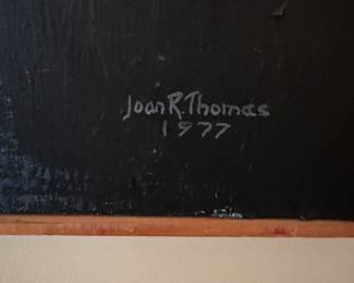 F46 - $225. Joan Rose Thomas 1977. Original painting on canvas. (NJ artist) Measures 36.5" x 30.5"
