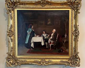 F1 - $3,500. Signed original painting on canvas. Artist Franz Meyerheim. 1866. Measures 29.5" x 32" framed. 