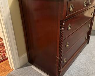 F43 - $150. 5 Drawer Dresser with wall mirror.  All drawers slide easily. 