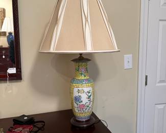 F91 - $65. Yellow Porcelain Asian Table Lamp. 