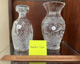 F58 - $40 Waterford Crystal Decanter. $25 Waterford Vase
