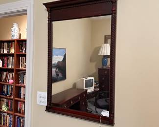 F43 - $150. 5 Drawer Dresser with wall mirror.  All drawers slide easily.  Mirror measures 35.5" x 22" 