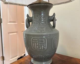 F54 - $100. Celadon Table Lamp. 