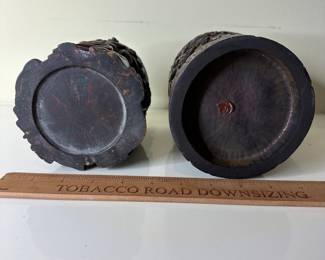 F75 - $150 dragon Brush pot (Rosewood?). $75 bamboo brush pot. 