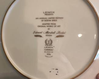 F24 - $60 - set of 8. Lenox Boehm Bird Plates (1971, 73, 74, 75, 76, 77, 78, 79)