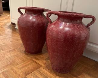 F107 - $100. Pair of Large (Heavy!) Decorative Urns