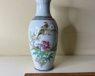 F69 - $12 bird & floral vase. 