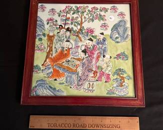 F73 - $75 - Large decorative porcelain tile / wall hanging. 