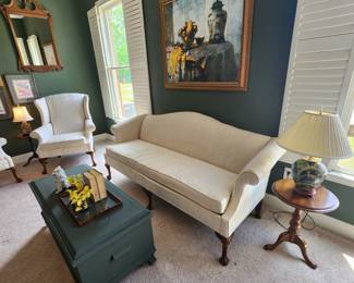 Camel Back Sofa and Cedar Lined Chest