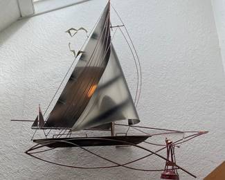 .C. JERE STYLE SAILBOAT APPROX. 30” X 30” 