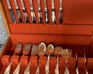 $1,200.00…………….LADY CLAIRE BY STEIFF STERLING SILVER FLATWARE SET