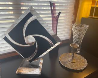 GLASSWARE AND LUCITE SCULPTURE