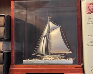 GORHAM SILVER SAILSHIP, WATER IS SILVER PLATE AND SHIP IS STERLING SILVER 