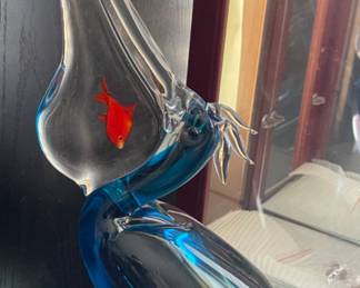 MURANO GLASS PELICAN WITH GOLD FISH