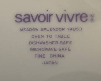 $150.00……………….SAVOIR VIVRE MEADOW SPLENDOR CHINA SET SERVICE FOR 8 PLUS SERVING PIECES 