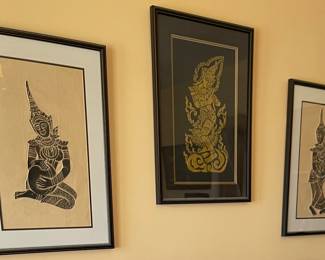 .SET OF 3 VINTAGE RUBBINGS FRAMED SIZE 17” x 24 1/2”