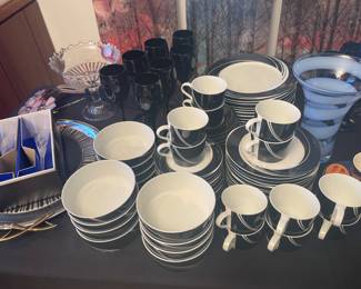 $200.00……………BLOCK SPAL CHINA SET “JEWELS” SERVICE FOR 12