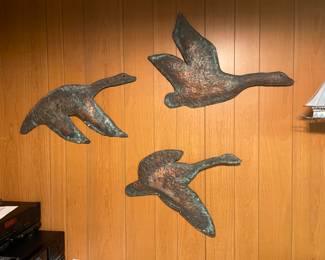 .UNIQUE COPPER GEESE WALL ART MCM SET OF 3 