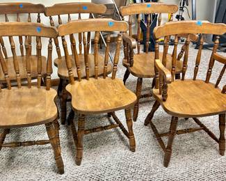  Vintage maple wood chairs with spindle backs (2 with arms) $20ea
