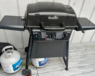 Charbroil Grill with cover  50 x 23 42”h $75
Extra tank sold