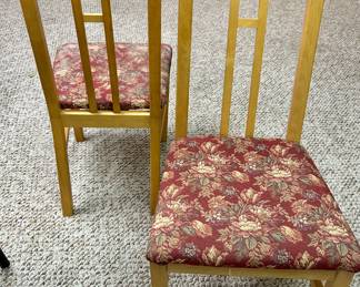 2 blonde wood upholstered seat upright chairs $15 each