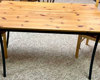 Wood table, top, metal leg 
54 x 29 x 28h $39