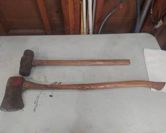 sledgehammer and axe (piece broken off handle)