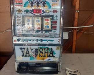 slot machine with key and tokens - lights up
