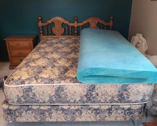 3 Pc Bedroom Set - Queen size bed with mattress set, night stand and dresser with mirror - Upstairs