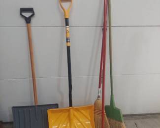 snow shovels and brooms