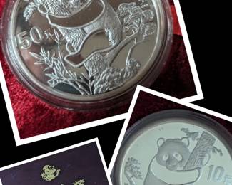 1987 China 10 Yuan Panda 1 oz. .999 Silver Proof Coin with 50 Yuan Panda 5 oz.  .999 Silver Proof Coin Set