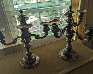 Pair of Silverplate Convertible Candelabras 