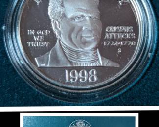 1998 Black Revolutionary War Patriots Silver Proof Coin