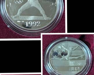1992 Olympic Solver Proof Coins - Baseball and Gymnastics