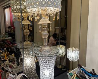 One of our clients loved bling and glitter!  We have more of her pieces coming in the next sale.  This is actually 2 pieces - a lighted glass table and gorgeous lamp.
