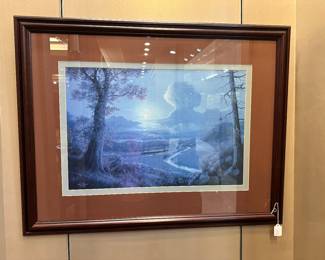 Don't miss this one!  You must look close to see the train going through the mountains....In our front small display cut out on the right as you go in.  Jesse Barnes artist