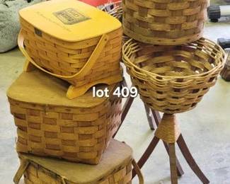 Picnic baskets and plant stands
