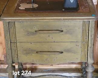 Vintage sewing machine, table