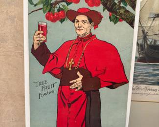 Vintage Drink Cardinal Cherry.  Rare, possibly 1i of a kind.  1890’s card stock advertising soda fountain sign 