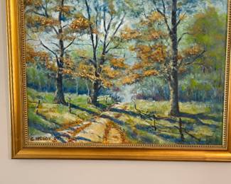 Montgomery artist George Nelson oil painting “Autumn Road”