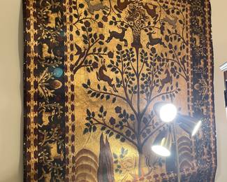 Wonderful large hand painted and gold leafed wall hanging 