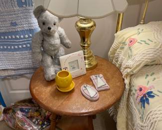 Maple table with teddy bear
