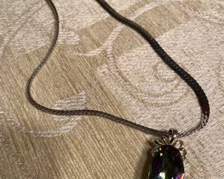 Sterling and tourmaline pendant necklace 