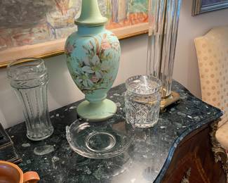 Bristol glass urn with Waterford lamp